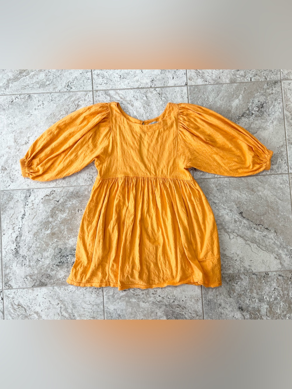 Free People Gauzy Long Puff Sleeve Oversized Pull-On Babydoll Mini Dress size XS - Picture 10 of 11